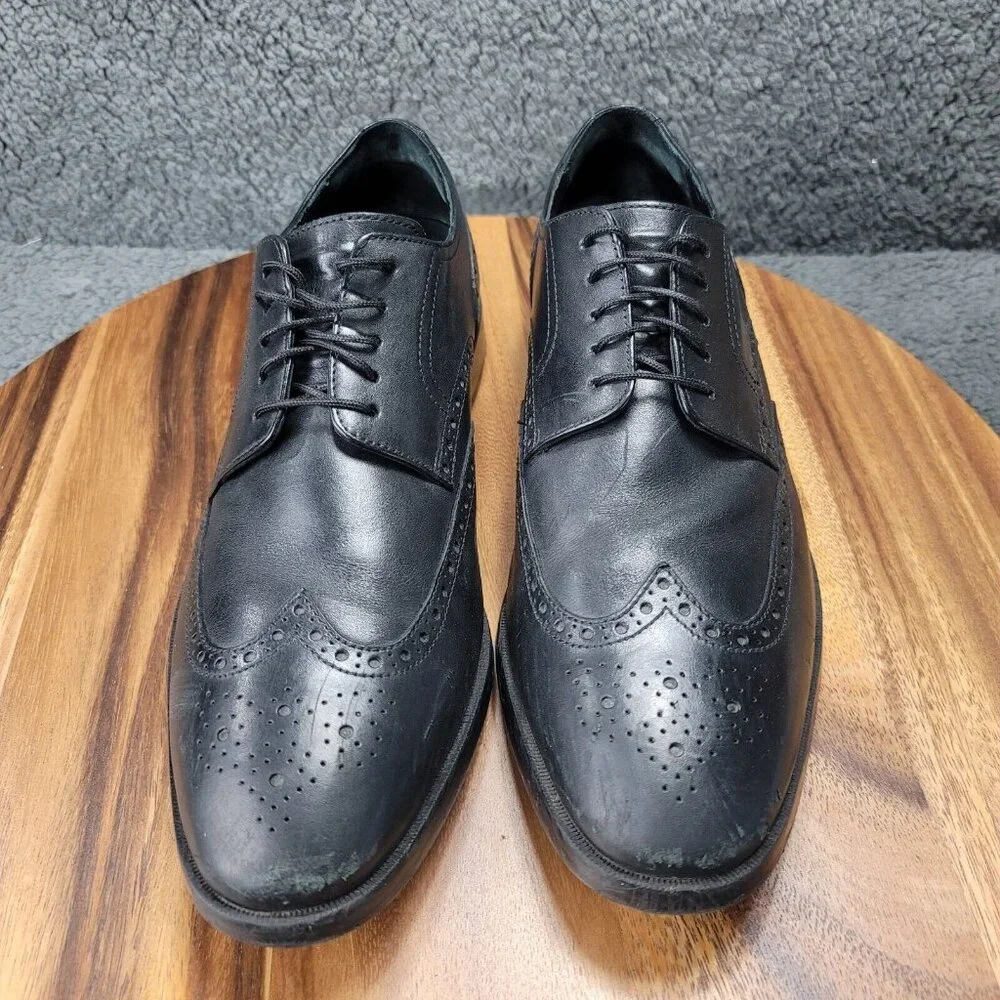 Cole Haan Grand OS Jefferson Shoes Black Leather Mens 9.5 M Oxford Dress C23793‎